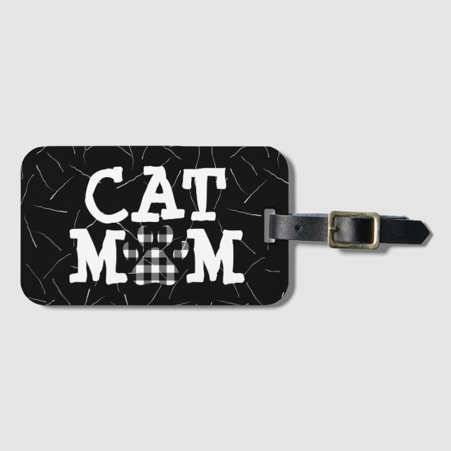 Katzenpawprint Mama mit Katzenhaaren Gepäckanhänger (Vorderseite (Horizontal))
