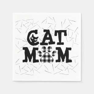 Katzenpawprint Mama mit Katzenhaaren Serviette