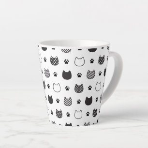 Katzenpaws & Faces - Niedliche Schwarz-Weiß-Latte- Milchtasse