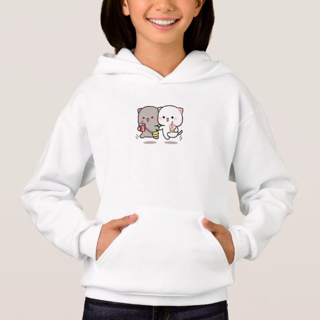 Katzenpfirsich und Goma muchi Hoodie (Vorderseite)