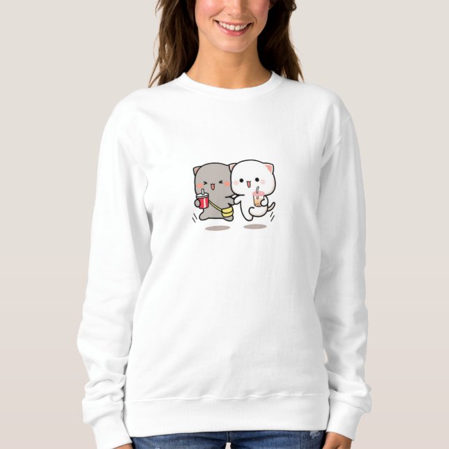 Katzenpfirsich und Goma muchi Sweatshirt (Vorderseite)