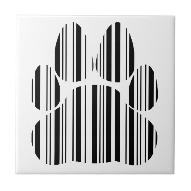 KATZENPFOTE BAR CODE Felines Barcode-Druckmuster Fliese (Vorderseite)