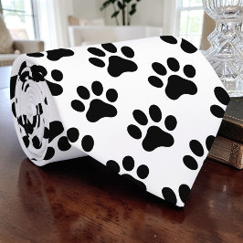 Katzenpfote Retro Schwarz-Weiß Maßgeschneiderte Kr Krawatte