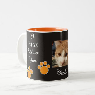 Katzenpfotenabdruck Humor Foto Zweifarbige Tasse
