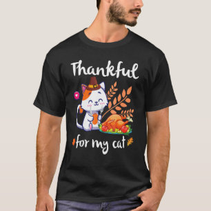 Katzenpilger isst Kürbis Erntedankfest Dankbar F T-Shirt