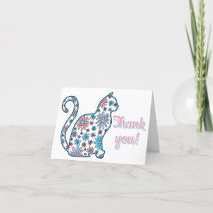Katzenpink-blaue Blume Transgender-Stolz-Meow Dankeskarte