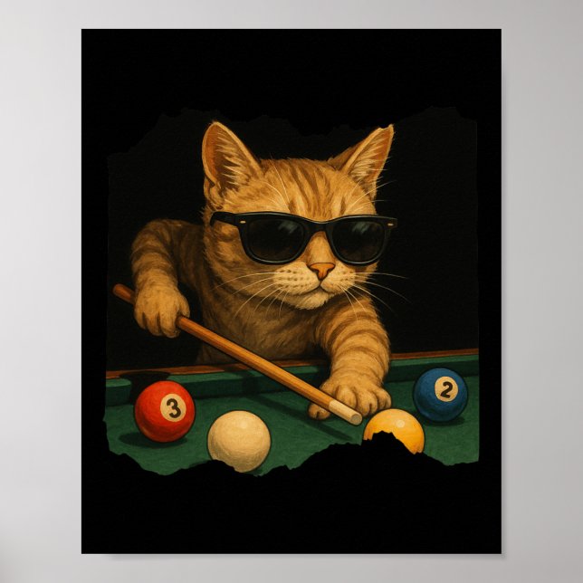 Katzenpool Billard in Lounge Cooles Sonnenbad Poster (Vorne)