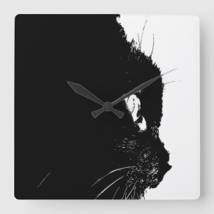 Katzenprofil Quadratische Wanduhr