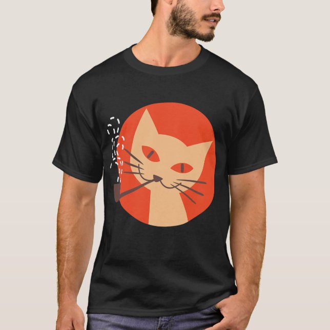 Katzenrauchrohr Vintage Matchbox Design T-Shirt (Vorderseite)