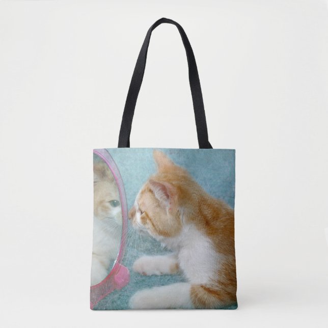 Katzenreflektion im Spiegel Tasche (Vorderseite)
