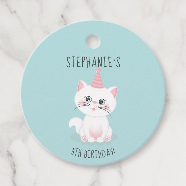 Katzenregen Geburtstag Geschenkanhänger (Vorderseite)