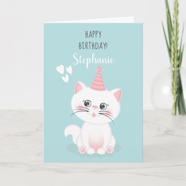 Katzenregen Geburtstag Karte (Vorderseite)