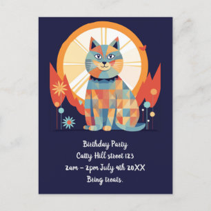 Katzenretro-Party Einladung