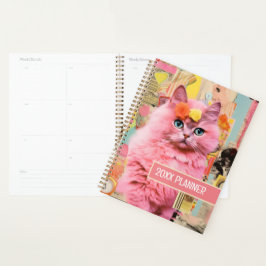 Katzenrosa-Schnürkollage Planer