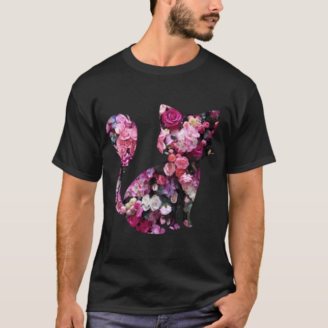 Katzenrosen und Silhouette T-Shirt (Vorderseite)