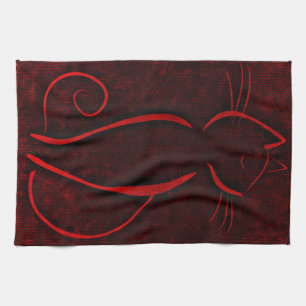 Katzenrot-Silhouette Küchentuch