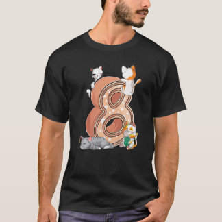 Katzens 8. Geburtstagsfeier Acht 8 Jahre alte klei T-Shirt