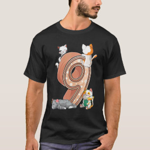 Katzens 9. Geburtstagsfeier Neun 9 Jahre alte Katz T-Shirt