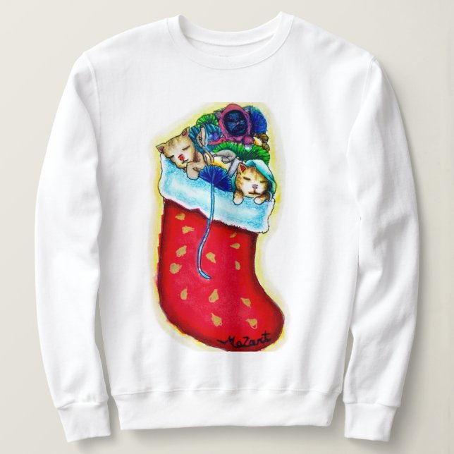 Kätzens Strumpf Langschläfer Shirt (Design vorne)