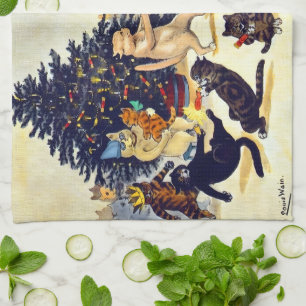 Katzens Weihnachtsfeier, Louis Wain Geschirrtuch