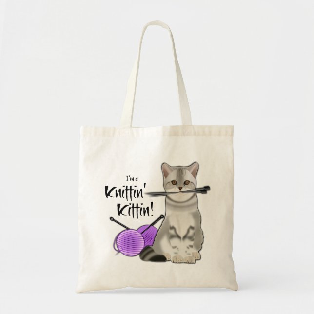 Katzensack Tasche aus Baumwolle mit Griffen lila (Vorne)