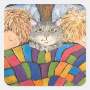 Katzensandwich Quadratischer Aufkleber