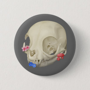 Katzenschädel mit Flora Button