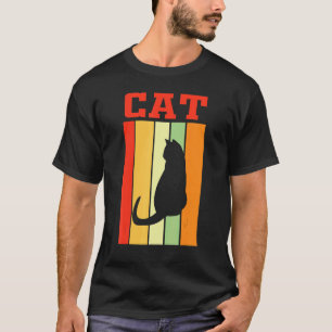 Katzenschatten-Silhouette in Retro-Farben T-Shirt