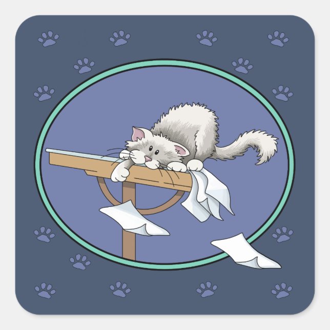 Katzenschelf Quadratischer Aufkleber (Vorderseite)