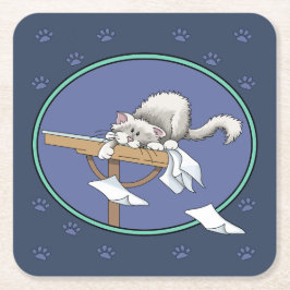 Katzenschelf Rechteckiger Pappuntersetzer