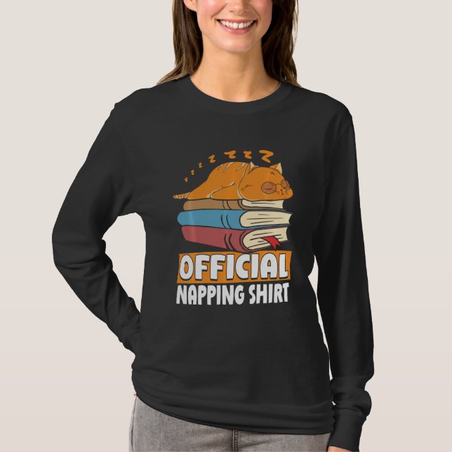 Katzenschlafnapping Bookworard Lesebuch Lover B T-Shirt (Vorderseite)