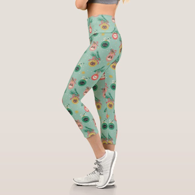 Katzenschmuck auf Baummuster Capri Leggings (Links)