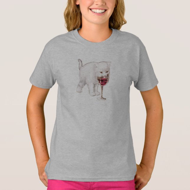 Katzenschokolade und Wine Quote T - Shirt (Vorderseite)