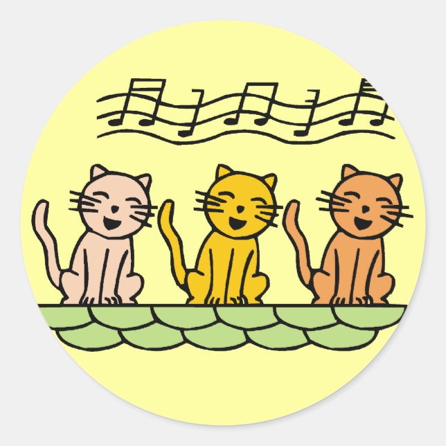 Katzenschreie und Geschenke singen Runder Aufkleber (Vorderseite)