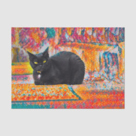 Katzenschwarz Niedlich farbig Abstrakte Decoupage Seidenpapier