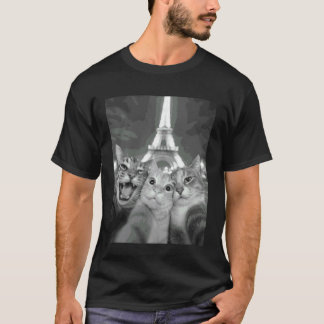 Katzenselfie in Paris, Katzen besuchen Paris, Reis T-Shirt