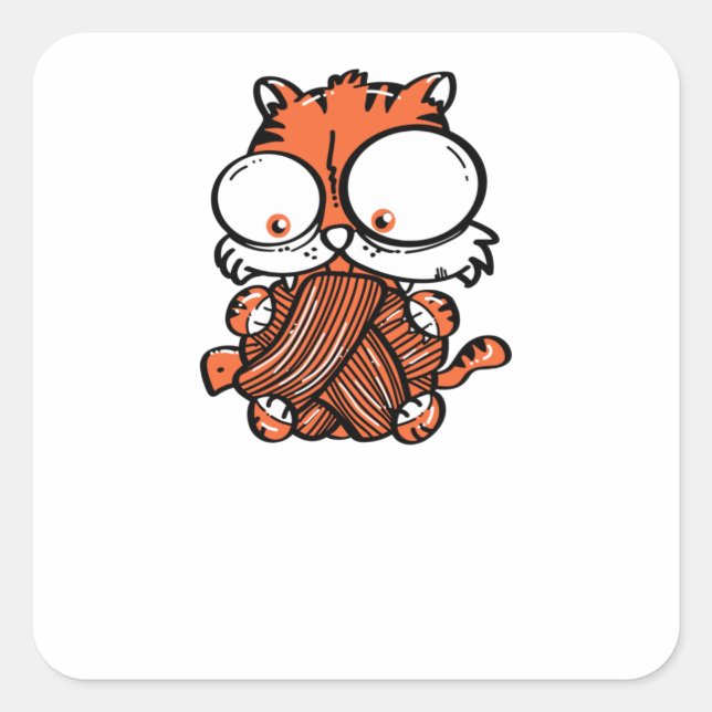 Katzenspiel Quadratischer Aufkleber (Vorderseite)