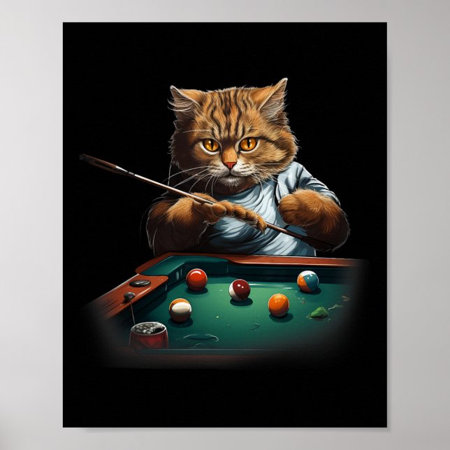 Katzenspielbecken Billard Coole Funny Cats Männer  Poster (Vorne)