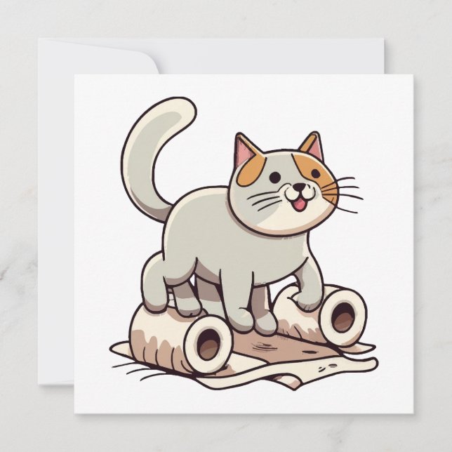 Katzenspielen mit Toilettenpapier (Vorderseite)