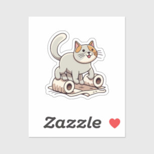 Katzenspielen mit Toilettenpapier Aufkleber