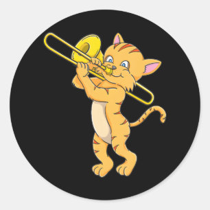 Katzenspielen Trombone-Marching-Band-Röhrchen Runder Aufkleber