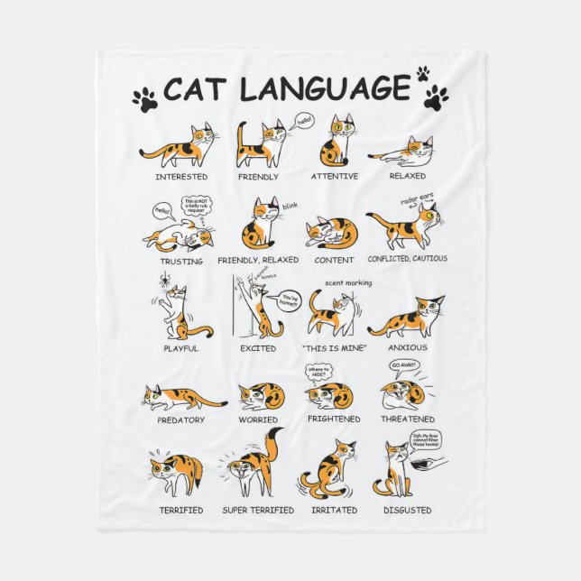Katzensprache, lustiges Katzen Kitten, Liebe Katze Fleecedecke (Vorderseite)