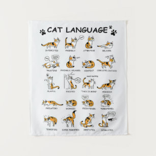 Katzensprache, lustiges Katzen Kitten, Liebe Katze Wandteppich