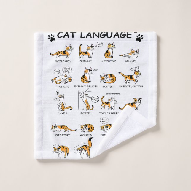 Katzensprache, lustiges Katzen Kitten, Liebe Katze Waschlappen (Waschlappen)