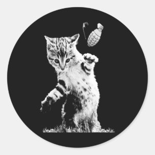 Katzensprung Grenade Funny Kitty Cat Grenade Szene Runder Aufkleber