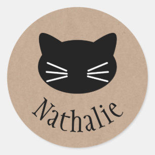 Katzensymbol auf dem Aufkleber mit braunem Papiern