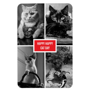Katzentag schwarz weiß rot  magnet