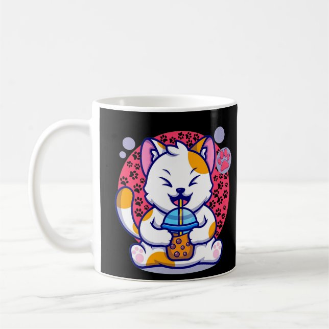 Katzentrinker Boba Tea Cartoon Kawaii Kaffeetasse (Links)