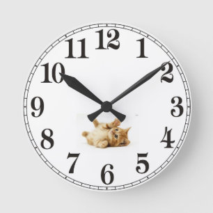 Katzenuhr Runde Wanduhr