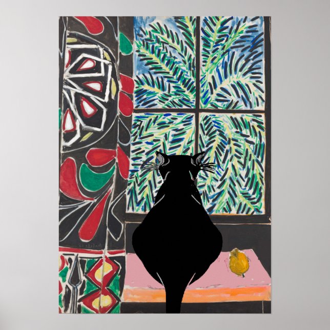 Katzenunterfenster nach Zufriedenheit Poster (Vorne)